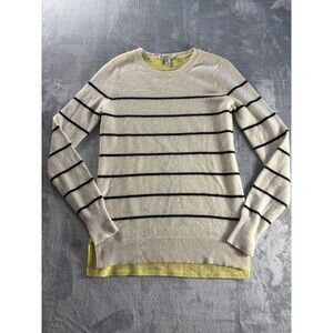 Striped Crew Neck Sweater - Cream and Black